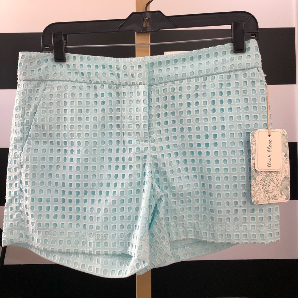 NWT Fleur Bleve Ice Blue Eyelet Shorts